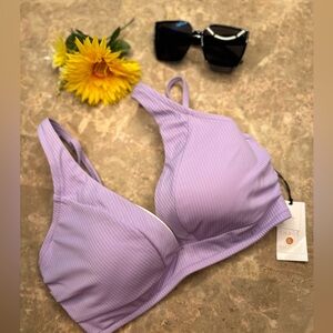 Shade & Shore Ribbed Underwire Lavender Purple Women's Bikini Top|Size 34D, NWT